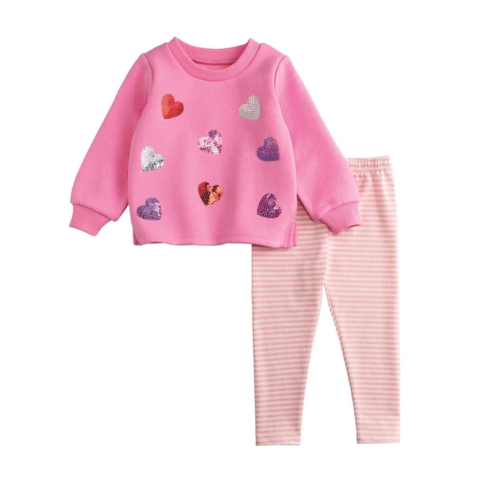 Mud Pie Sequin Hearts Sweatshirt  Pants Set 12-18 2T-3T 4T-5T